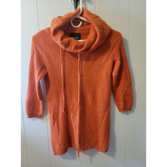 Cynthia Rowley 100% Cashmere Sweater Women’s M Orange Turtleneck Cowl Neck - Picture 1 of 7